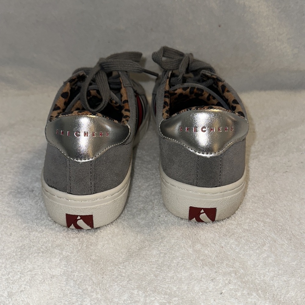 Skechers grey memory foam street sneakers with stripes & leopard lining. - Picture 5 of 7